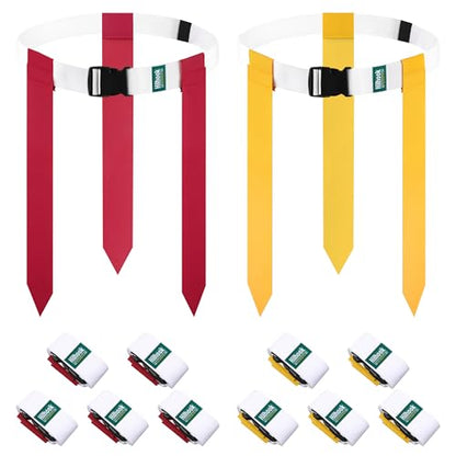 Flag Football Belts, 10/14 Player White Flag Football Sets for Youth, Kids and Adults Team Sports Training Games - color: Red and Yellow