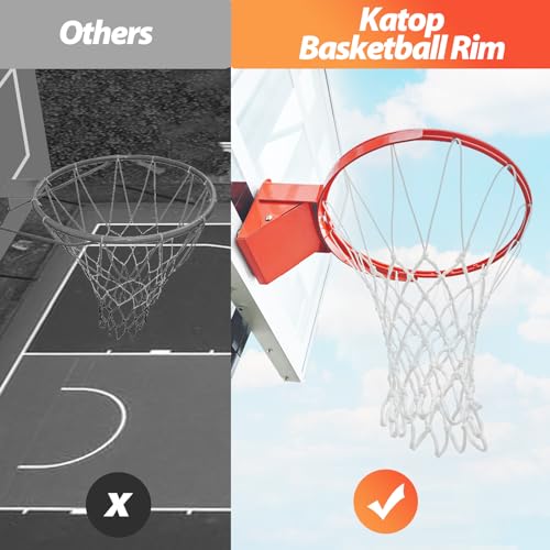 Katop Professional Basketball Rim, Heavy Duty 18 Inch Basketball Rim Replacement with Nylon Net Indoor and Outdoor, Standard Goal Reinforced Mounting Bracket Fit 5"x5",5"x4",5"x3",4"x3" Backboards - color: 2-springs basketball rim