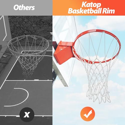 Katop Professional Basketball Rim, Heavy Duty 18 Inch Basketball Rim Replacement with Nylon Net Indoor and Outdoor, Standard Goal Reinforced Mounting Bracket Fit 5"x5",5"x4",5"x3",4"x3" Backboards - color: 2-springs basketball rim