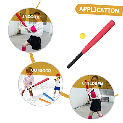 WOONEKY Portable Eva Baseball Bat for Wear Resistant Red Training for Outdoor Indoor Sports Lightweight Durable Bat with Mesh Bag for Active Play and Birthday Gifts