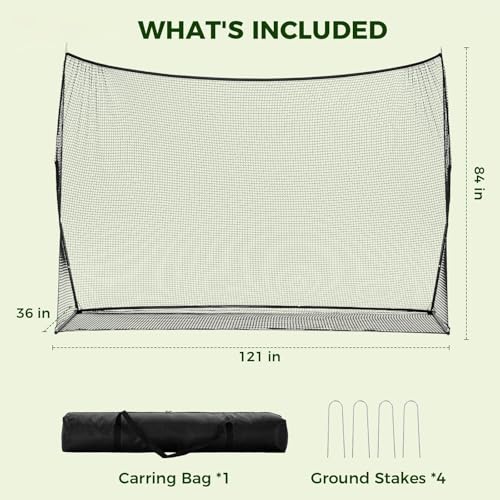 DUMOS Golf Net for Backyard, 10x7 ft Golf Practice Net with Frame, Outdoor Indoor Hitting Net, Personal Driving Range for Home Garage, Sturdy Training Equipment Aids for Swing