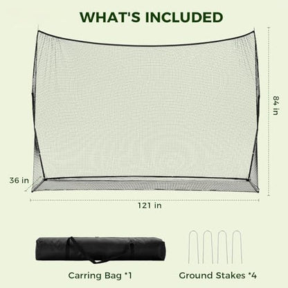DUMOS Golf Net for Backyard, 10x7 ft Golf Practice Net with Frame, Outdoor Indoor Hitting Net, Personal Driving Range for Home Garage, Sturdy Training Equipment Aids for Swing