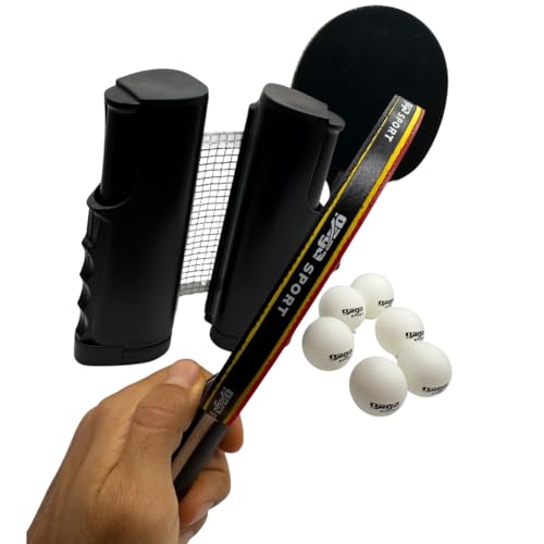 Gagasport Retractable Ping Pong Net Set – Portable Table Tennis Net, 2 Paddles, 6 Balls, Carry Case – Indoor Outdoor Ping Pong Set for Travel, Compact & Adjustable Net for Any Table