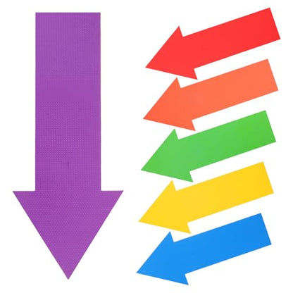 6pcs Outdoor Spot Markers for Sports Court Line Marking, Flat Arrow-Shaped Training Markers Kit in Red Yellow Blue Green Orange Purple for Pickleball Football Agility Training