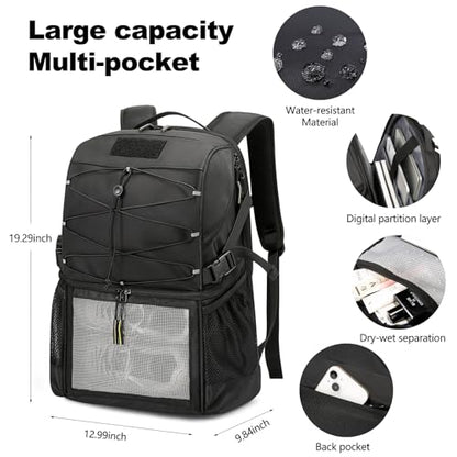 TANGCORLE Basketball Backpack Large Sports Equipment Bag with Separate Ball & Shoes Compartment, Sports Backpack Fit Soccer Volleyball Backpack