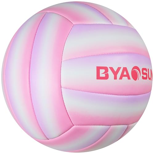 Soft Official Volleyball for Indoor Outdoor Beach, Size 5 Training Volleyball for Beginner Teenager Adult - color: Pink/White/Purple
