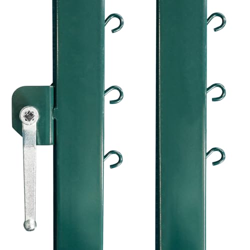 Aoneky Permanent Adjustable Volleyball Post System - Complete Set with 2 Steel Poles & Ground Sleeves, 6 Height Settings for Badminton & Volleyball, Includes Winch for In-Ground Install - color: Green, style: Square