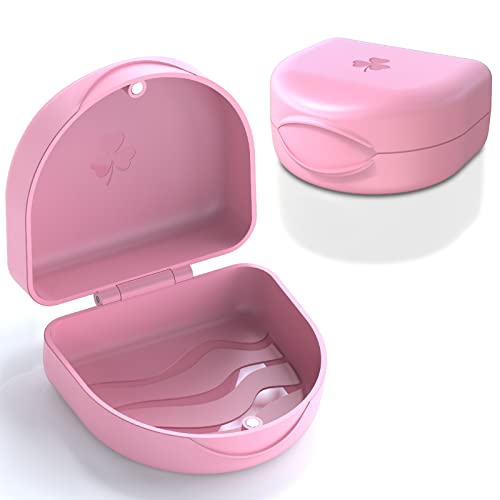 2 PCS Retainer Cases, Solid Orthodontic Retainer Cases. (Pink)