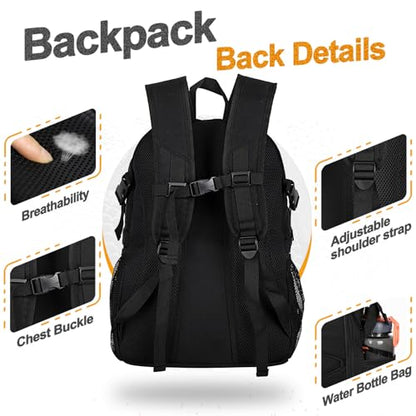 Goloni Soccer Backpack,Basketball Backpack with Ball Compartment & Shoe Compartment,Backpack for Basketball,Soccer - color: Black
