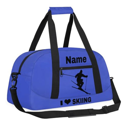 Custom Sport Duffel Bag Skiing Personalized Name Sports Bag Overnight Weekender Bag Waterproof Travel Sport Gym Bags, Blue - color: Blue, style: Skiing