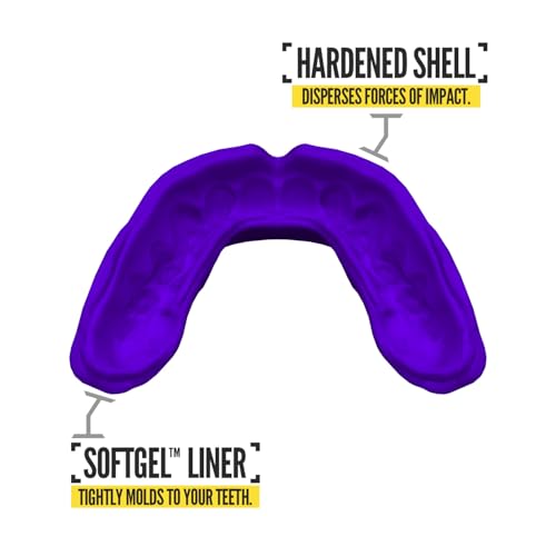2 Pack Nxtrnd Rush Dual Layer Mouthguard, Custom Fit Sports Mouthpiece for Football, Boxing, MMA, Basketball, Hockey, Lacrosse, Youth & Adult (Purple) - color: Purple