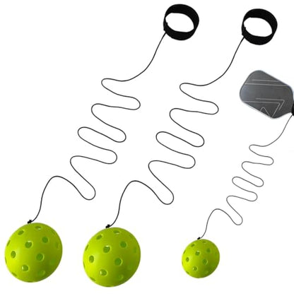 2 PCS Pickleball Trainer,Continuous Rebound Pickleball Drills Enhance Reaction Speed& Hand-Eye Coordination,Solo Practice Ball, Skill Levels,Green (Paddle Not Included)