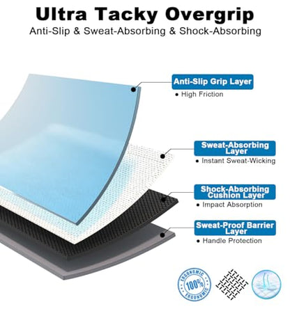 3 Pack Ultra Tacky Overgrip, Tennis Racket Grip Tape - Gradient Color Non-Slip Wrap for Tennis/Pickleball/Badminton/Golf/Baseball Bat, Sweat-Absorbing Cushion Universal Handle Tape