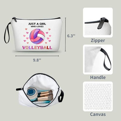 Volleyball Gifts for Teen Girls Team,Small Volleyball Cosmetic Makeup Bag Stuff Birthday Gifts for Friends Female,Christmas - color: Volleyball-PINK