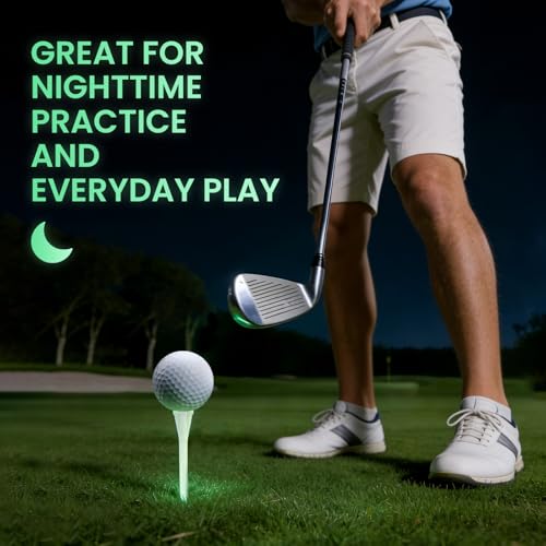 FINGER TEN Glow-in-The-Dark Plastic Golf Tees 2 3/4" 3 1/4" Value 30 Pack, Durable Fluorescent Green Light Up Tees with 5-Prong for Indoor Outdoor Night Practice (30 Pack (2 3/4 Inch))