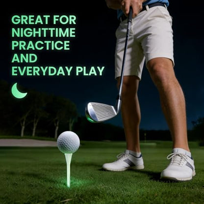 FINGER TEN Glow-in-The-Dark Plastic Golf Tees 2 3/4" 3 1/4" Value 30 Pack, Durable Fluorescent Green Light Up Tees with 5-Prong for Indoor Outdoor Night Practice (30 Pack (2 3/4 Inch))