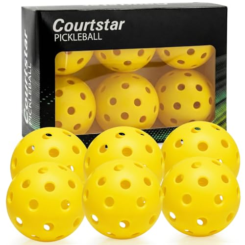 6/12 Pack Outdoor Pickleball Balls - 40 Holes Pickleballs Durable, Perfectly Balanced, High Bounce True Flight - Pickle Balls Suitable for Beginners, Intermediate and Amateurs - size: 6 Pack
