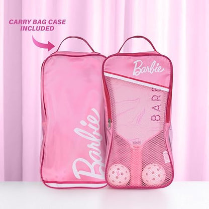 Barbie Pickleball Paddle Set with Carry Bag, Pickleball Starter Kit with Paddle & Balls, Lightweight Sports Set for Kids, Teens & Beginners (Pink)