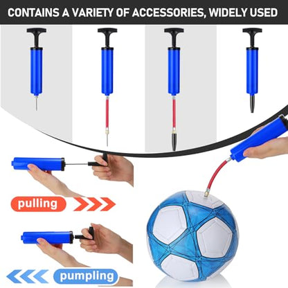 Jerify 8 Inch Ball Pump Kit Portable Sports Ball Air Pump for Soccer with Needle Extension Hose Inflator for Football Basketball Volleyball Balloon Rugby Netball Operation Xmas Child