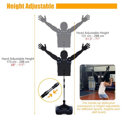 Portable Basketball Defender Dummy, Shot Trainer Mannequin with Movable Arm & Water-Filled Base, Volleyball/Soccer Sports Trainer (1pc) - color: 1pc