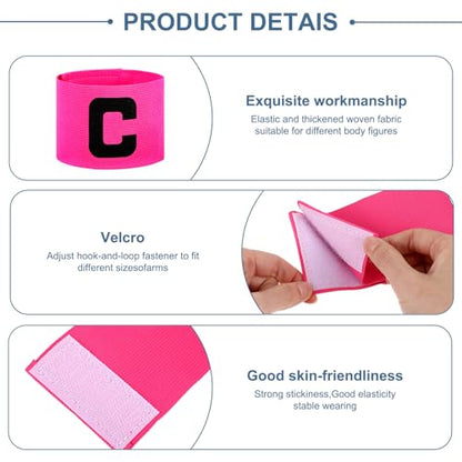 4PCS Pink Nylon Elastic Protective Arm Badge, Captain Arm Bands for Soccer Adjustable Leader Captain Armband Outdoor Player for Basketball Football Team