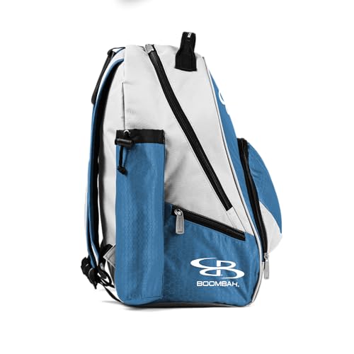 Boombah Tyro Baseball/Softball Bat Backpack - 20" x 15" x 10" - Holds 2 Bats up to Barrel Size of 2-5/8" - color: White/Columbia Blue