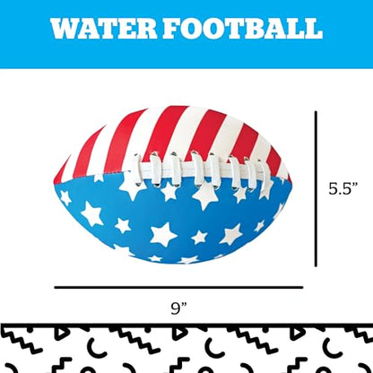 Star Spangled Splash Water Football Inflatable Pool Toy, Patriotic Red White and Blue Water Football for Pool Games, Beach Play, Lake Fun, Backyard Summer Toys for Kids and Adults