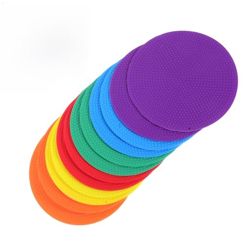 12pcs Soccer Training Marker Discs 4 Inch Flat Non-Skid Spot Markers Multi-Color Sports Floor Dots for Football Practice and Agility Drills