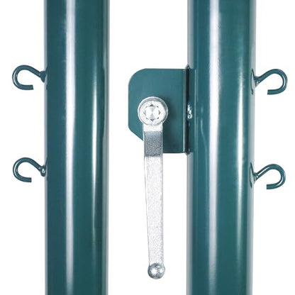 Aoneky Permanent Adjustable Volleyball Post System - Complete Set with 2 Steel Poles & Ground Sleeves, 6 Height Settings for Badminton & Volleyball, Includes Winch for In-Ground Install - color: Green, style: Round
