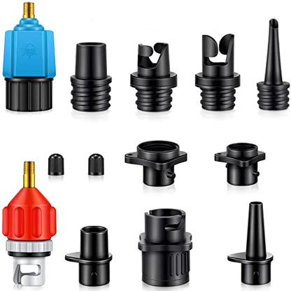 Treela Inflatable Air Pump Adaptor Compatible with SUP Inflatable Car Air Compressor Valve Adaptor with 9 Valve Nozzle for Paddle Board Boat