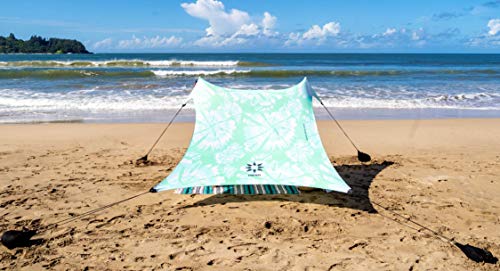 Neso Portable Beach Tent Sun Shelter with Sand Anchor - Lightweight Beach Shade Canopy - Easy Setup for Family Outings - Patented Reinforced Corners - UPF 50+ Sun Protection - 7 x 7ft - Mint Tie Dye - color: Mint Tie Dye