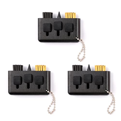 3 Pcs Golf Club Brush Pocket Golf Club Groove Cleaner 3 in1 Retractable Golf Sharpener Club Cleaner Tool Portable Small Golf Accessories - color: Black