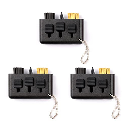 3 Pcs Golf Club Brush Pocket Golf Club Groove Cleaner 3 in1 Retractable Golf Sharpener Club Cleaner Tool Portable Small Golf Accessories - color: Black