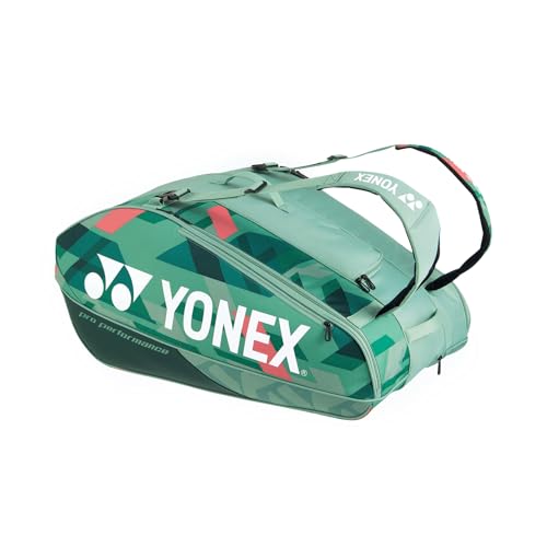 Yonex Pro Racquet Bag 12, Multi-Compartment 12-Racket Tennis Gear Travel Pack, Backpack Carry Straps/Grab Handle (BA924212) - color: Olive Green