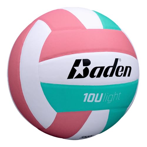 Baden | 10U Light | Official Size, 2 oz Lighter Entry Level Youth Indoor Volleyball | PU Composite, Extra Foam Backing, Reduce Sting - color: Pink/Teal