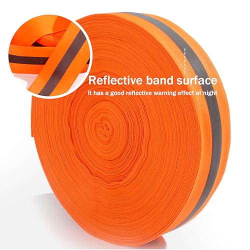 Beach Volleyball Lines 2'' x 328' Nylon Beach Vibrant Orange Volleyball Boundary Lines Tear-Resistant Reflective Caution for Running Track Lanes, Finish Line Markers