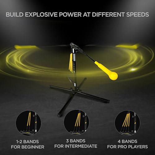 ZivPlay Baseball Hitting Trainer Baseball Swing Trainer Softball and Baseball Training Equipment for Batting Practice with Height and Speed Adjustment