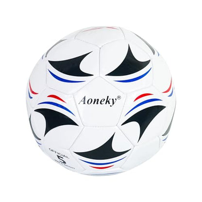 Aoneky Soccer Ball with Pump - color: 1 Pack with 1 Pump - White/Black/Blue/Red, size: 5