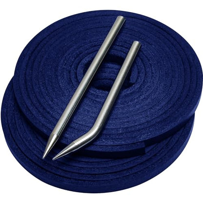 Softball Baseball Glove Lace, Mitt Lace Repair Kit Includes 2 Leather Laces and Lacing Needle for Catcher's Glove - color: Dark Navy Blue