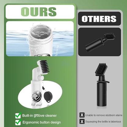 Pro Golf Club Cleaner - 4oz Water Bottle with Groove Cleaner and Retainer Clip, Durable Nylon Bristles for Easy Cleaning, Ergonomic Button Design, Golf Gifts for Men & Essential Accessories (White)