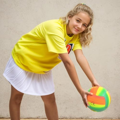 100% Waterproof Soft Beach Volleyball for Play in and Out of Water, Outdoor Regulation Size 5 for Beach and Pool, Rainbow