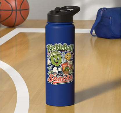 Pickleball Snack Break Court Humor Funny Retro Saying Stainless Steel Insulated Water Bottle - color: Royal Blue