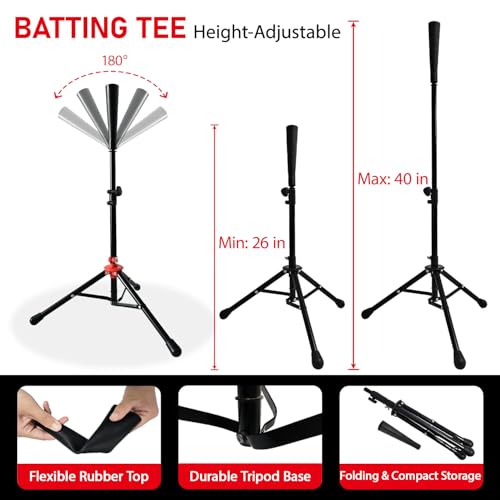 7x7 FT Baseball Net, Baseball & Softball Training net with Batting Tee, Strike Zone & Circular Target and Weighted Ball, Portable Design with Compact Storage