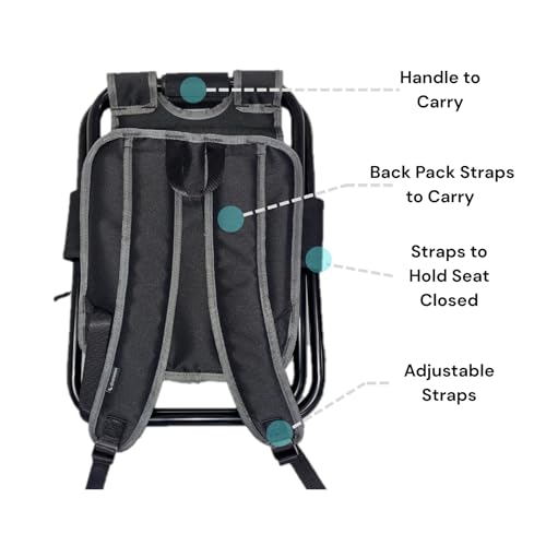 2 in 1 Pickleball Bag and Foldable Chair, Adjustable Bag with Foldable Chair, Paddle Pocket, Compartment for Shoes, Water Bottles and Extra Paddles