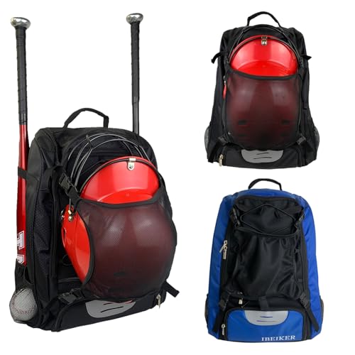 Baseball Backpack for Adult and Youth,Large Capacity Bat Bag,For all bats and equipment,T-Ball & Softball Equipment & Gear, Large Main Compartment for Helmet & accessories - color: Black