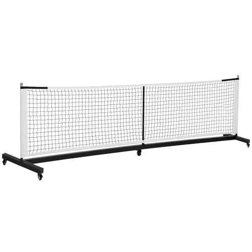 Heavy Duty Portable Pickleball Net System with Rolling Wheels, 22FT Professional Regulation Pickle Ball Game Net Stand, Lightweight Stable Design Ideal for Driveway Backyard Outdoor Tennis Practice