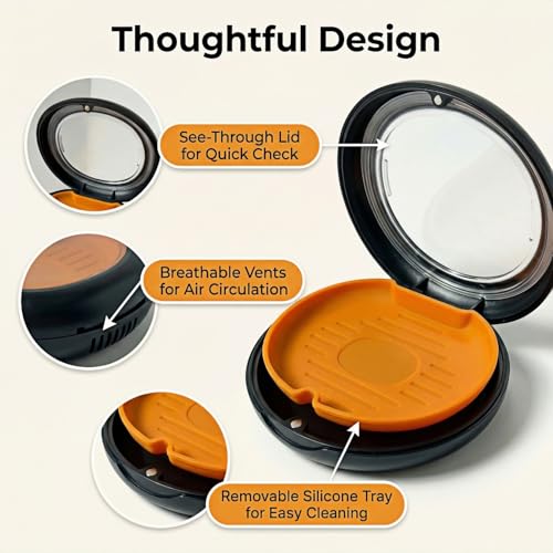 Retainer Case with Vent Holes, Large Retainer Case for Aligner, Magnetic Retainer Holder Case with Removable Tray, Dental Retainer Case for Night Guard Mouth Guard Travel - color: Black
