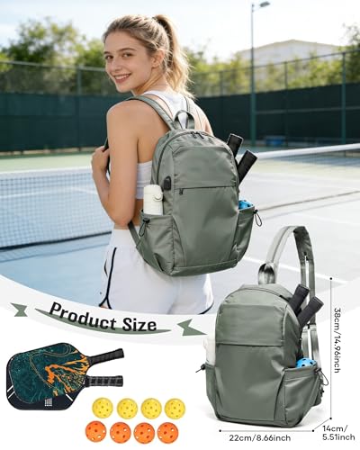 SEAFEW Green Latge Pickleball Sling Bag for Men and Women, Lightweight Pickleball Crossbody Backpack with Skin-Soft Fabric & Water Bottle Holder, - color: Green-large