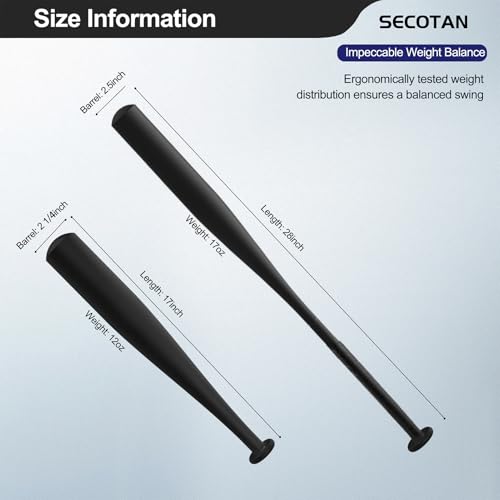 Modular Baseball Bat with Adjustable Length – Interchangeable parts for Customizable Fit – Converts from 28 Inch Bat to 17 Inch Short Bat – Versatile Design Aluminum Traning Bats (Matte Black)
