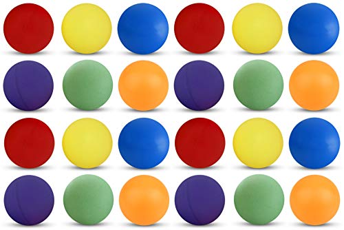 TigerTail Sports Tigertail Sports Recreational-Quality (1-Star, 40mm) Ping Pong Balls - Red, Yellow, Blue, Purple, Green, Orange (4 Each), 24-Pack